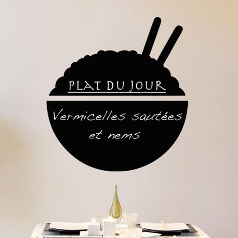 Sticker Ardoise Tableau Noir Stickers Muraux Adhésif Effaçable Bol de Riz H50 x L45 cm (1/3)