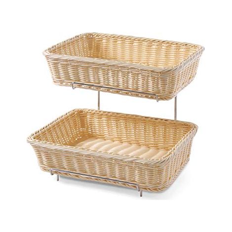 HENDI Alzatina portapane, 2 livelli, espositore con 2 cestini GN 1/2 per pane, supporto per cesto di pane, 360x280x(H)290mm, polipropilene, inox (1/3)