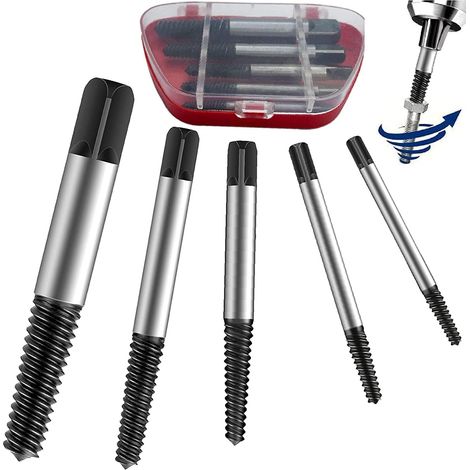 Extracteur De Vis Cassées - Acier Chrome-Vanadium - Compatible Perceuse - Tailles M3 À M18 - Kit 5 Pièces (1/5)