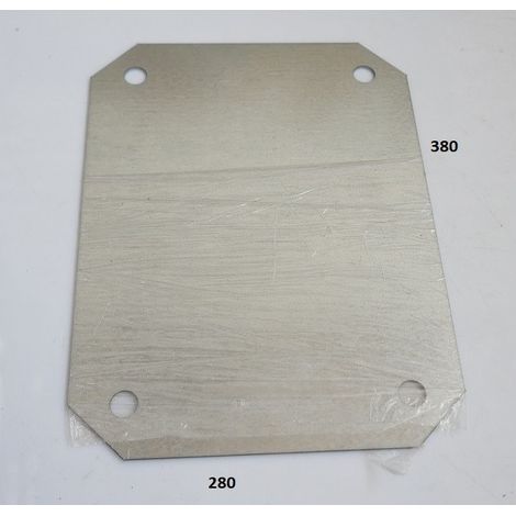 Platine métallique pleine 380x280mm acier galva pour boite soudée rectangle ou coffret industriel 400x300mm