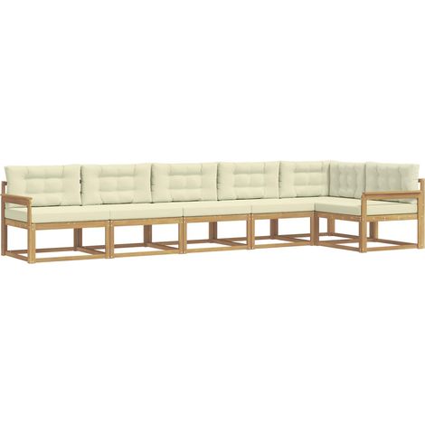Outdoor Sofa Set with Cushion 4 pcs White and Cream Polyester vidaXL (1/5)