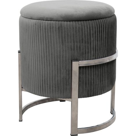 Pouf a scomparto rotonda in velluto AKORD anta colore Grigio (1/5)