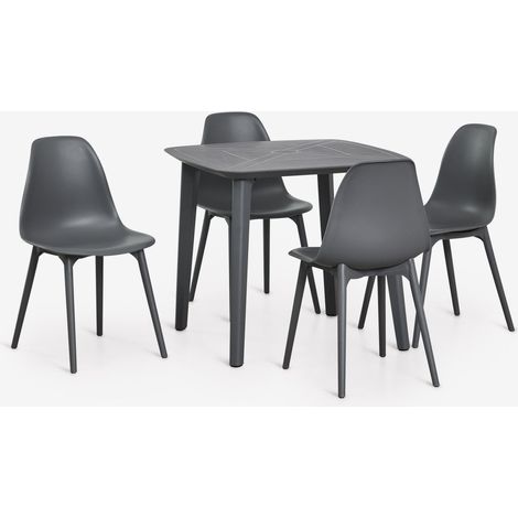 Set da tavolo quadrato 85x85 cm e 4 sedie da giardino in polipropilene Scand SKLUM            