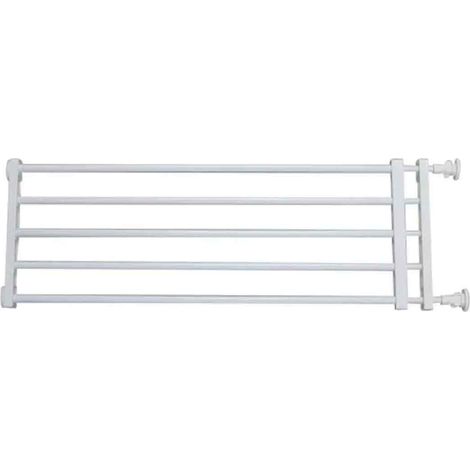 Barrera de seguridad retráctil, malla reforzada, varillas de soporte, para cachorros y bebés, para interiores, color blanco. (1/5)