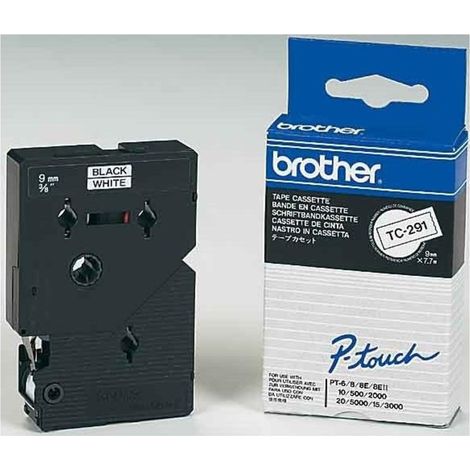 BROTHER Schriftbandkassette Brother P-touch TC-291 9 mm x 7,7 m (B x L) weiß schwarz