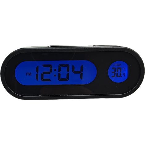 Horloge Thermomètre Voiture LED - Affichage Température Intérieure Extérieure - Alimentation 12 V Prise Allume-Cigare - Noir Rectangulaire - 1 Pièce (1/5)