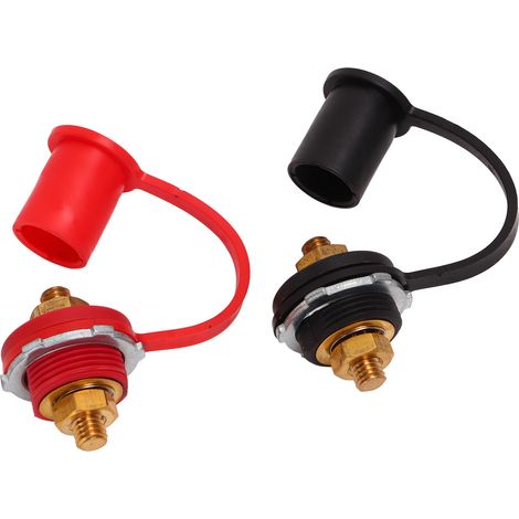 1 paire de bornes de batterie traversantes 250 A, rouge et noir, goujon de 3/8 po, pour voiture, bateau ou camping-car (1/5)