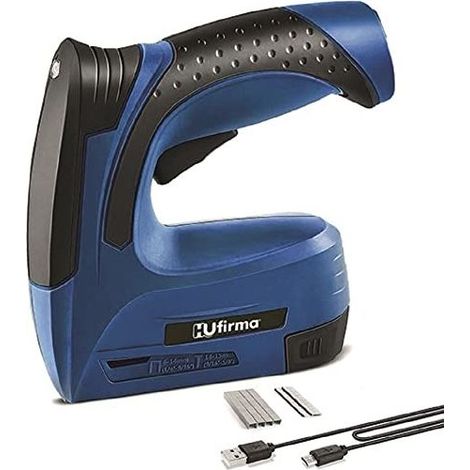 Hufirma 4015605 HU-FB Fissatrice a batteria 4V Litio USB 30 colpi min Capacita' 100 punti 50 chiodi Lunghezza punti 6-14 mm compatibile con chiodi fino a 15 mm colore Nero