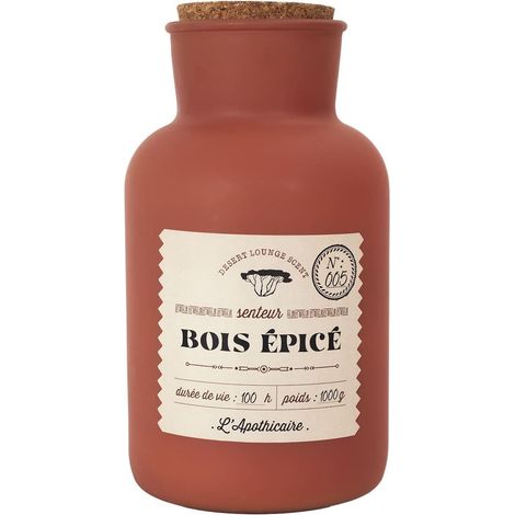 Bougie teracotta parfumée avec couvercle en liège (H27 cm) senteur bois épicé (1/5)