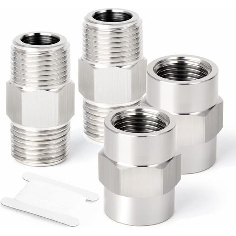 6-teiliges Set aus geschmiedeten Edelstahl-Rohrverschraubungen (3/8" BSP x 1/4"), Innensechskant, Reduzieradapter und Reduziernippel mit Sechskantanschluss – 1/8" (1/5)