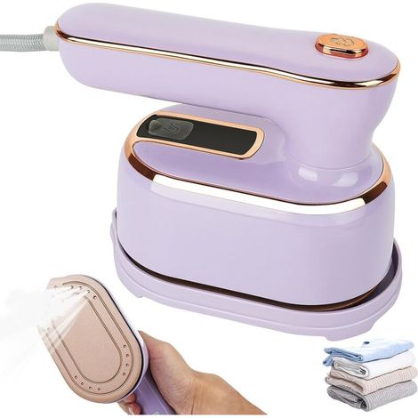 Mini Fer à Vapeur, 1000W Fer à Repasser de Voyage Portable, 180 Degrés Pliable Mini Fer à Vapeur Portable, Utilisation Horizontale Verticale, Machine à Repasser pour Voyage à Domicile (Violet)