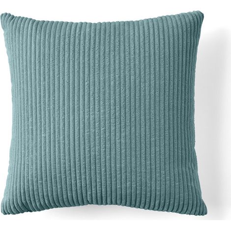 Selma - coussin - en velours côtelé - 50x50 cm - bleu (1/4)