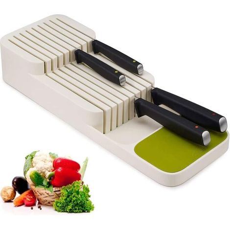 Porta coltelli nel cassetto, organizer per utensili da cucina, divisorio per cassetti per coltelli e accessori da cucina - Crezuo
