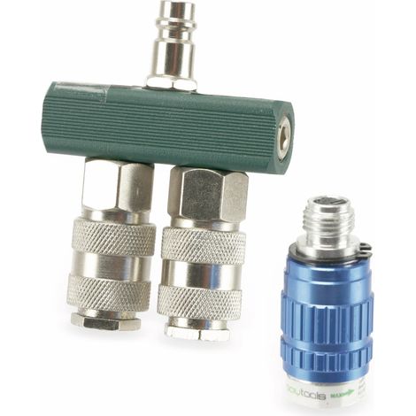 DAYTOOLS Distributeur d'air comprimé DLV2, double, régulateur de débit (¼")