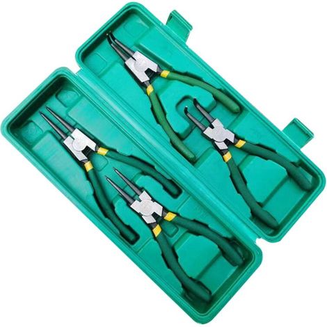 Set di pinze per anelli elastici, 7 pollici, esterne, interne, dritte e angolate (1/4)