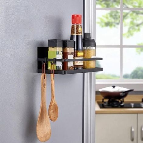 Étagère à Épices magnétique pour Réfrigérateur, rangement pratique en métal, noir (1/5)