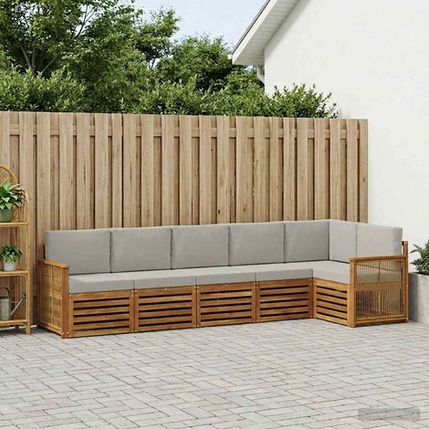 vidaXL Ecksofa Set mit Kissen 5 pcs Natürlich und Hellgrau (1/5)