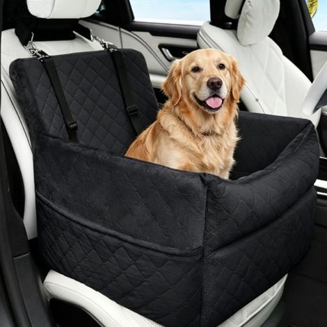 Kleiner Hundeautositz, Memory-Schaum-Sitzerhöhung, geeignet für mittelgroße Hunde mit einem Gewicht von unter 7,7 kg, ausgestattet mit 2 Sicherheitsgurten + Aufbewahrungstaschen. (1/5)
