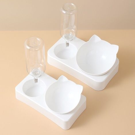 Katzennapf, 15° neigbar, Anti-Erbrechen-Katzennapf, 2-in-1-Haustiernapf mit automatischem Wasserreservoir, geeignet für Katzen und Welpen