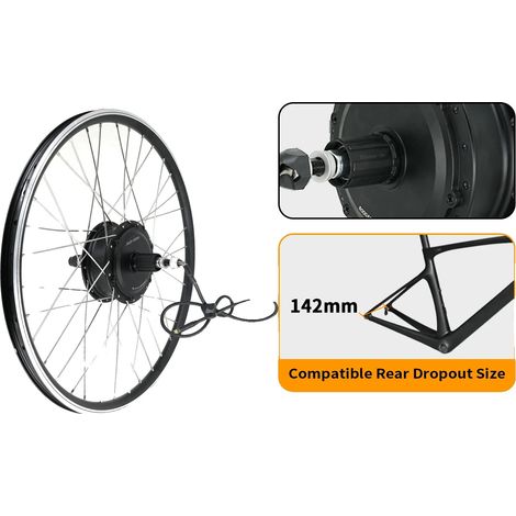 Kit de conversion de vélo électrique, moteur 48V, accessoires d'installation complets, Cassette arrière 48V500W, 28 (1/2)
