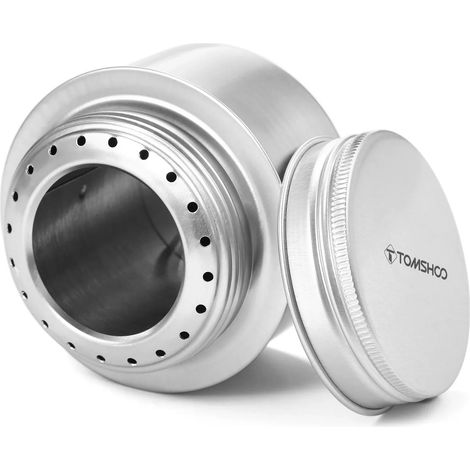 Réchaud de camping/randonnée portable mini en alliage d'aluminium avec couvercle, réchaud à alcool, brûleur touristique, réchaud de cuisine portable (1/5)