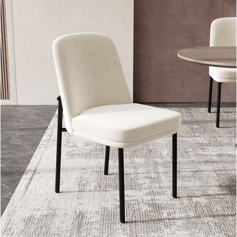 CHICFURN Set di 2 sedie da pranzo 53 x 42,5 x 82 cm in velluto beige, gambe in metallo nero (1/5)