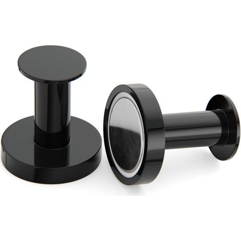 Set mit 2 starken Magnethaken zum Aufhängen von Jacken und Taschen. 2 schwarze Magnethaken. Starke Magnete. Stilvoller Magnethaken. (1/5)
