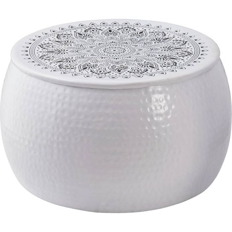 Round Coffee Table Hammered White Ø 55 x 55 cm Aluminium vidaXL (1/5)