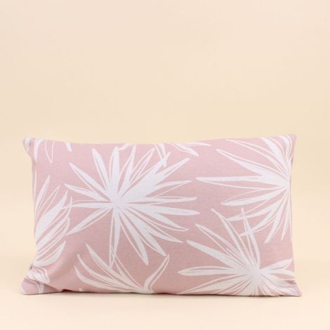 Coussin déperlant & anti-uv  fleuri rose 30x50cm