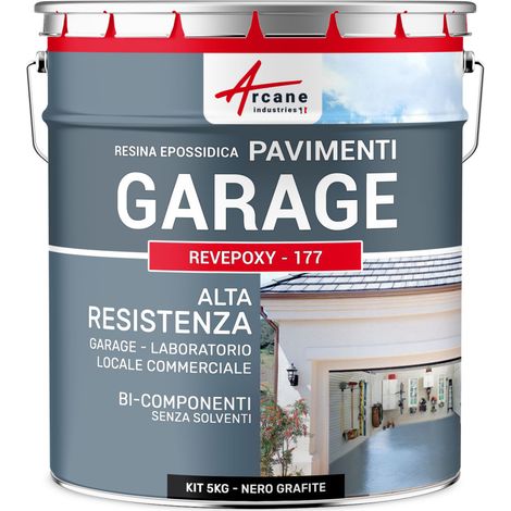 Resina epossidica per pavimenti garage - REVEPOXY - 177 - 5 kg (fino a 16 m² in 2 strati) Nero Grafite - RAL 9011 - ARCANE INDUSTRIES
