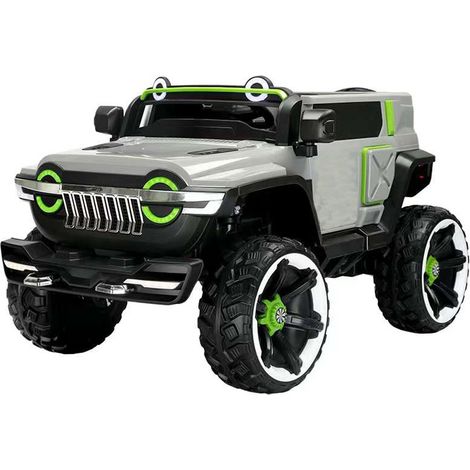 AUTO ELETTRICA PER BAMBINI MACCHINA JEEP 2 POSTI 4WD 12V CON TELECOMANDO USB MP3 GRIGIA