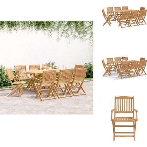 Ensemble à manger de jardin 9 pcs bois d'acacia solide - Meubles De Jardin - Salon De Jardin - Set De Table - Acacia - Mobilier Exterieur (1/5)