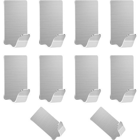 Ganchos autoadhesivos de acero inoxidable AIDUCHO - 8 unidades. Estos ganchos autoadhesivos de acero inoxidable son perfectos para la cocina, el baño, toallas, llaves y otros artículos del hogar. Son  (1/5)