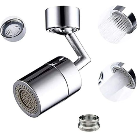 Filtre de robinet anti-éclaboussures universel, tête de pulvérisation rotative à 720° en cuivre durable et ABS, anti-éclaboussures, mousse enrichie en oxygène, filtre filet à 4 couches (1/5)