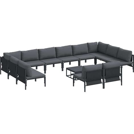 Maison Exclusive - Ensemble de canapé de jardin avec coussin 13 pcs Noir Acier