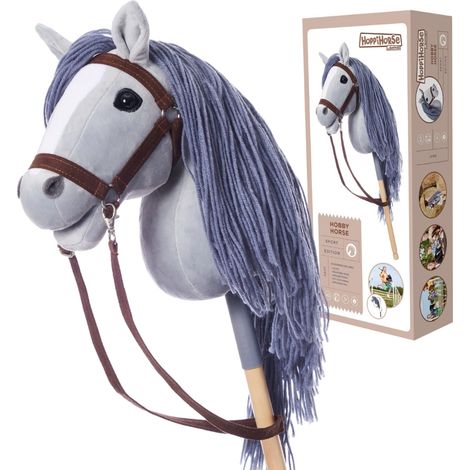 Caballo de juguete A3  Caballo de palo  Caballo gris  + juego de accesorios (1/5)