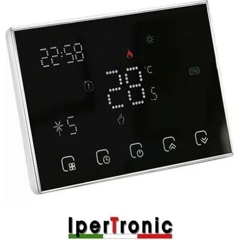 CRONOTERMOSTATO DIGITALE TOUCH WIFI NERO 230 VAC DA PARETE SETTIMANALE IPERTRONIC