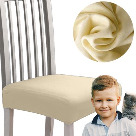 Coprisedile per sedia elastico liscio color crema (1/5)