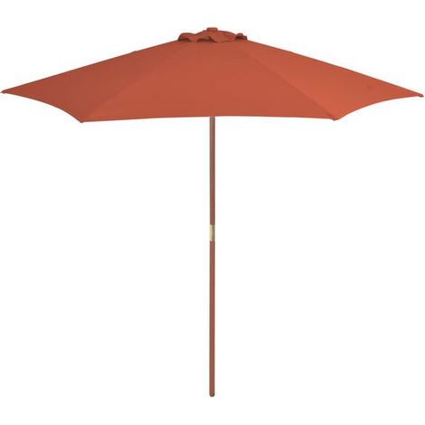 Parasol d'extérieur, mât en bois, 270 cm, couleur terre cuite (1/5)