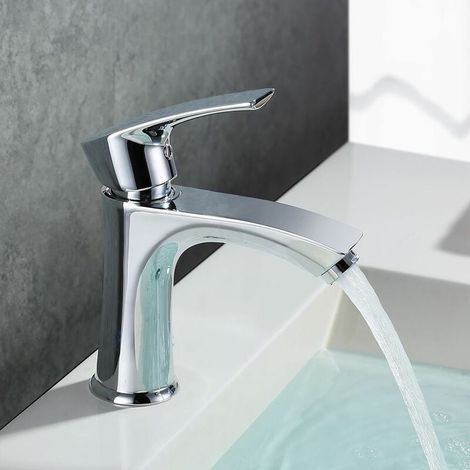 Robinet de lavabo mitigeur monocommande en laiton chromé - Hauteur 155 mm (1/5)