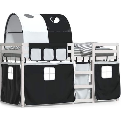 Maison Exclusive - Etagenbett mit Vorhängen Weiß & Schwarz 80x200