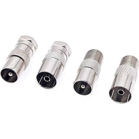 Lot de coupleurs d'adaptateurs d'antenne, adaptateurs coaxiaux TV type F mâle/femelle vers PAL mâle/femelle pour récepteur satellite, antenne, câble d'antenne, routeur, modem, appareils audio (1/5)