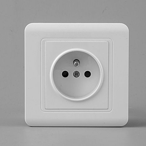 Französische Steckdosenleiste, Wandsteckdose, 2P+E-Steckdose mit automatischen Klemmen, komplette Aufputzmontage, weiß (1/3)