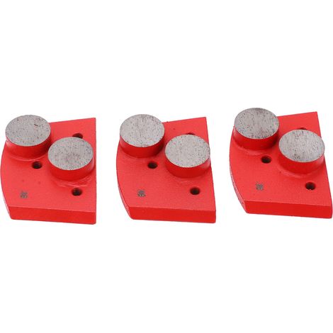 Lot de 3 disques de polissage diamantés rouges trapézoïdaux, grain 30, 2 dents cylindriques, pour le polissage du béton (1/5)