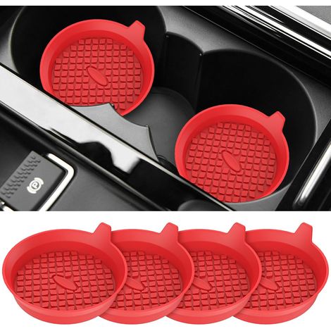 Auto-Untersetzer [4er-Set] Silikon-Becherhalter/Untersetzermatten – Universelles, rutschfestes Auto-Innenraumzubehör – Rot