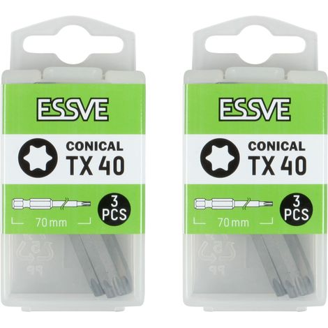 ESSVE TX40 Punte coniche Torx per cacciavite, 25 mm, 3 pezzi x2 (1/3)