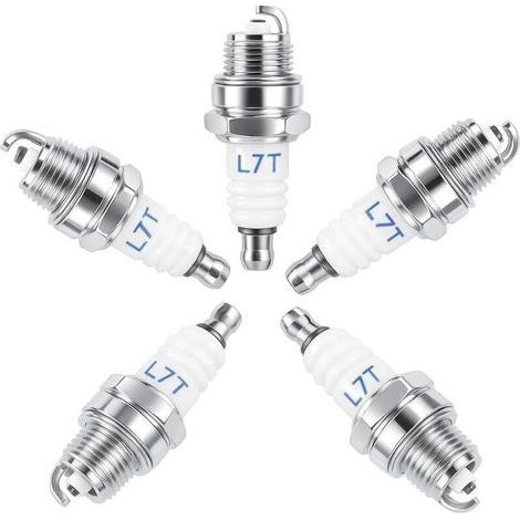 Lot de 5 Bougie d'allumage L7T pour NGK BPMR7A et Bo-sch WSR6F WSR5F et Plus de Bougies Allumag. Tronçonneuse Tondeuse à gazon Petit Moteur Accessoire Pièces (1/3)