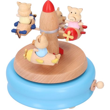Boîte à musique en bois rotative, jouet décoratif créatif, cadeau d'anniversaire, artisanat, château dans le ciel (1/5)