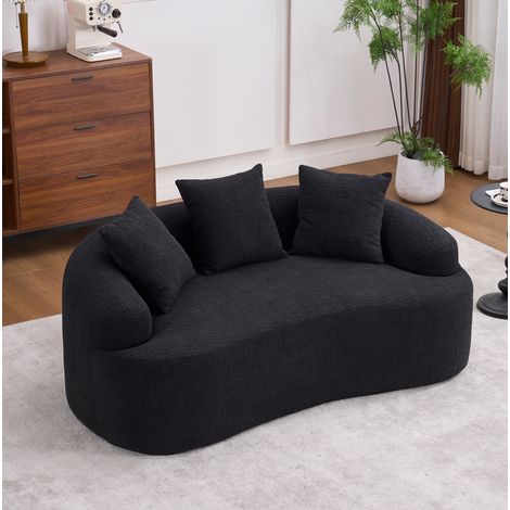 Lit double 160x200 cm beige en tissu, structure haute à système hydraulique, sans matelas - CHICFURN (1/5)