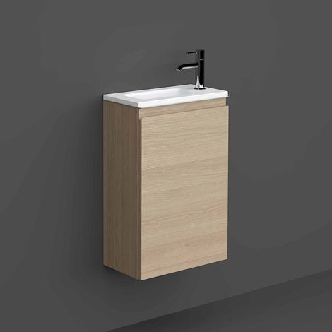 RAK Joy Wall Hung Vanity Unit with Basin 400mm Wide - Scandinavian Oak (1/3)
